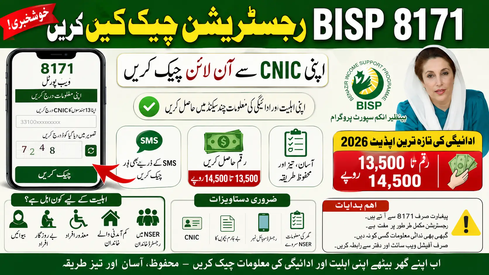 BISP 8171 Registration Check by CNIC Online