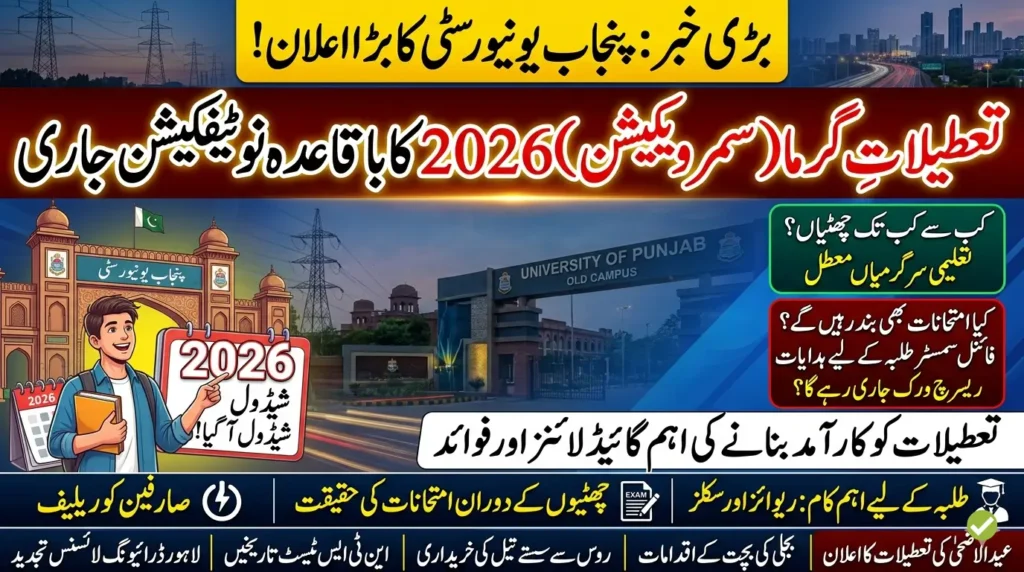 Punjab University Summer Vacation Schedule Announced 2026